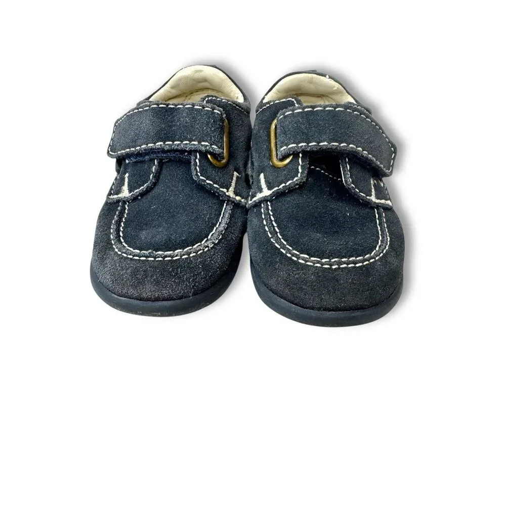 BabyGap Infant Boat Shoes Size 5 Blue Suede Hook Loop Strap